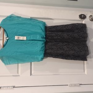 Blue and Gray lace textured dress NWT XL